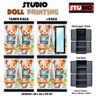 STUDIO - Lemari Pakaian Plastik Jumbo 2 Pintu Gantung + Full Rak + Kaca / Tanpa Kaca Motif Boneka