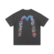 T-shirt Evisu/T-shirt Uniseks Evisu T-shirt bercetak T-shirt bergaya dengan cetakan huruf pada baju 