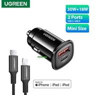 Ugreen Car Charger 48W Type-C PD 30W 20W Usb QC4.0 FCP AFC 18W Fast Charging iPhone 14 13 pro Max/ 1