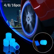 [BESTSHE] 4/8/16pc Car Wheel Tire Valve Cap Tyre Rim Stem Covers Luminous Dust Cover Blue Good Quality