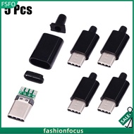 Value Pack 5pcs USB 3 1 Type C Male Plug with Black or White Shell for PCB Board