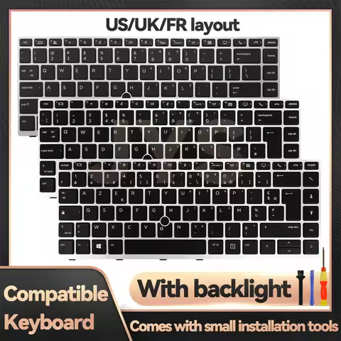 For HP EliteBook 840 G5/846 G5/745 G5/645 G6/ZBook 14u G5 Laptop Backlit Replacement Keyboard US/FR/