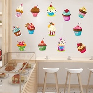 Cake Shop Wall Decoration Wallpaper Dessert Shop DIY Handmade Bakery Window Glass Sticker