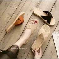 Women's Cross Suede Sandals Sandal Perempuan Selipar Wanita