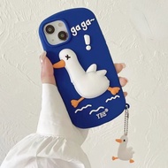 สำหรับ iPhone XR เคส3D การ์ตูนน่ารัก Klein Blue Duck + เครื่องประดับซิลิโคนนิ่มเคสสำหรับไอโฟนโทรศัพท์11 12 13 Pro Max XS XR XsMax