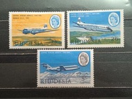 1966羅德西亞飛機郵票高值3枚MH