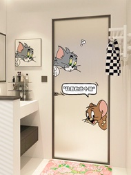 Cute Creative Bathroom Glass Door Electrostatic Sticker Bathroom Kitchen Cartoon Decorative Stickers