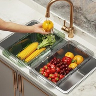 Expandable Kitchen Drain Basket Luxury Plastic Multifunctional Vegetable Washing Basin Sink Organizer Rack For Cutlery Utensils