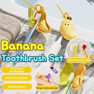 GANTUNGAN [PB] Banana Toothbrush Cover Clip Anti-Germ Toothbrush Holder 2in1 Banana Model Hanging St