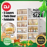 【SHIPPING PROMO】[DJ Home] [HEAVYDUTY] 1/3/4/5 Layers Twin Door Foldable Storage Box with Wheel