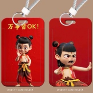 Nezha Card Holder Campus Meal Card Access Control Card Slide Cover Durable Bus ID Card Student Prote