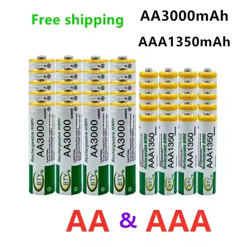 1.2V AA + AAA NI MH Rechargeable AA 3000mAh Battery + AAA 1350mAh Battery For Torch Toys Clock MP3 P