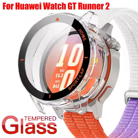 Tempered Glass PC Case For Huawei Watch GT Runner 2 Protective Cover Anti-Scratch Shell Screen Prote