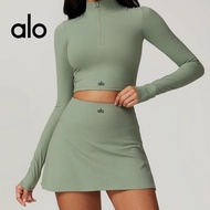 A Alo Yoga Outfit Set for Women: Top, Running Jacket, Bra, Zipper Pants A Yoga Shorts Sports Skirt S