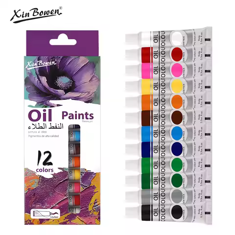 9mL, Oil Paint Set for Fabric Clothing, Nail Glass Drawing, Waterproof Art Supplies,12 Colors, Whole