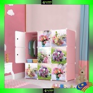 FloweryRoses 9cube Pink DIY Multipurpose Wardrobe Cabinet Clothes Storage Organizer Almari Rak