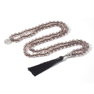 [M1708] YUOKIAA Japamala 108 Beaded Natural Crystal Necklace Meditation OM Tree of Life Buddhist Mal