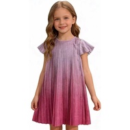 dress kids dress pink budak perempuan pleated dress glitter dress
