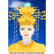 Tranh gắn đá đính kín toàn bộ Mẹ Mẫu Phật Diêu Trì Địa Mẫu