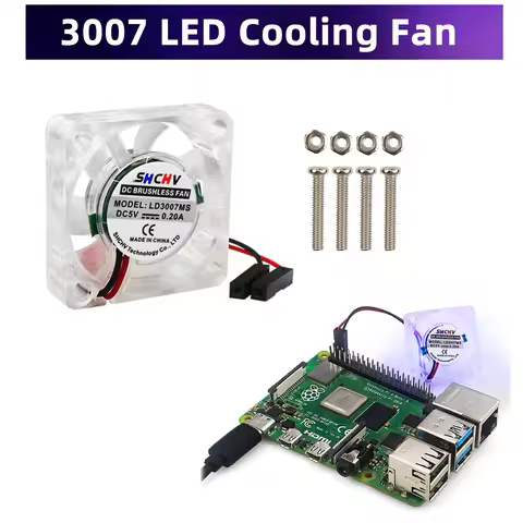 3007 mm Cooling Fan Blue LED 5V / 3.3A DC Brushless Cooler with M2.5 Screws for Raspberry Pi Orange 