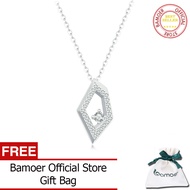 BAMOER 925เงินสเตอร์ลิงสร้อยคอรูปทรงเรขาคณิตชุบทองคำขาวสร้อยคอเฉพาะตัวสำหรับผู้หญิง SCN517