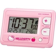 Hello Kitty R095 pink alarm clock radio clock calendar display with temperature display