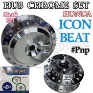 *Free Bearing* ICON BEAT CLICK HUB CHROME AIK SIA 21T SHAFT TAYAR CHROME HUB ICON BEAT