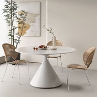 法式 極簡 岩板 圓餐桌 小戶型 家居 純白岩板 餐桌椅組合 現代簡約 圓桌子枱 SUAR
