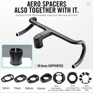 RYET UNOX Superlight Carbon Integrated Dropbar Full Internal Cable Routing Aero Cockpit Stem Gravel 