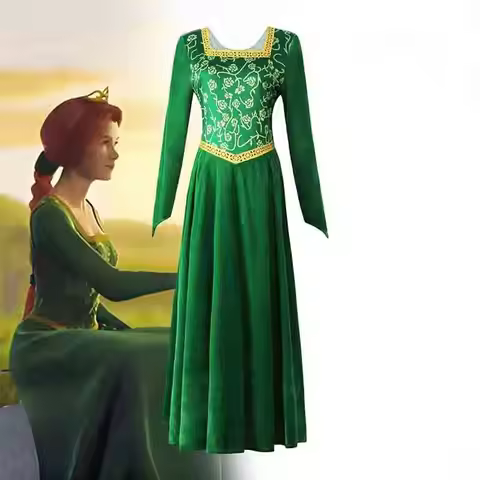 Princess Cosplay Costume Anime Shrek Wife Green Fiona Cos Wigs Outfit Forladies Women Long Dress Hal