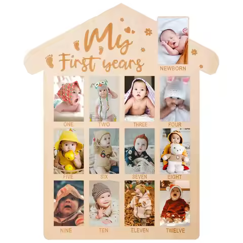 Memories Photo Frame for First-Year Baby Newborn Month Marker Newborn Milestone Wooden Photo Frame 1