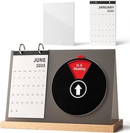 3-in-1 Office Desk Sign with Wood Flat Stand, 6 Options Privacy Status Indicator Do Not Disturb, 202