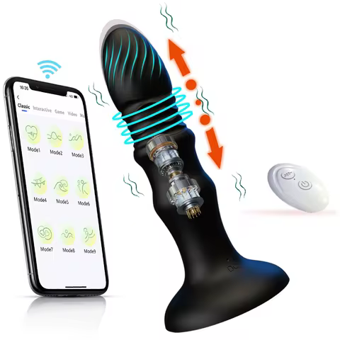 Thrusting Prostate Massager Anal Vibrator Remote Control Butt Plug with Suction Cup for Men Women Wa