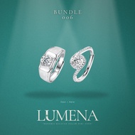 [Lumena] Bundle 006 - Luxe + Aura Moissanite Diamond Adjustable White Gold Plated 925 Silver Ring
