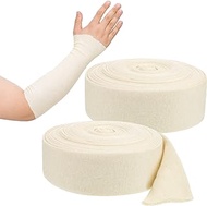 Preboun Cotton Stockinette Tubular Bandage 11 Yard Comfortable Arm Leg Knee Stockinette Tubing Reusable Elastic Bandage Sleeve for Ankles and Elbows (2 Rolls, 2 Inch)