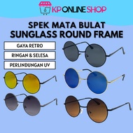 CERMIN MATA BULAT HITAM RETRO SUNGLASSES MEN SPEK MATA BULAT METAL FRAME SUNGLASSES ROUND SBE-8500