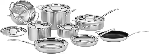 Cuisinart 13 Piece Cookware Set,Pro Triple Ply, Silver