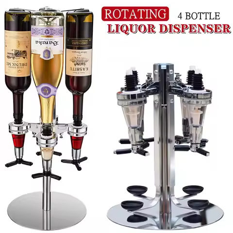 2/4 Bottle Rotating Liquor Dispenser Standing Wine Holder Drink Alcohol Shot Bar Tools, Rotate Bever