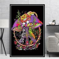 Trippy Visual Mushroom Mind Education Posters and Print Psychedelic Magic Black Light Wall Art Canva