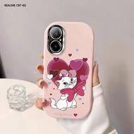 For Realme C67 C65 C55 C53 C51 C35 C21Y C25Y Soft Original Liquid Silicone Casing Cute Cartoon Cat S