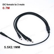 0.7m 18awg DC female to 3 way male power Supply Splitter Cable 1 Female to 3 Male connector CCTV Acc