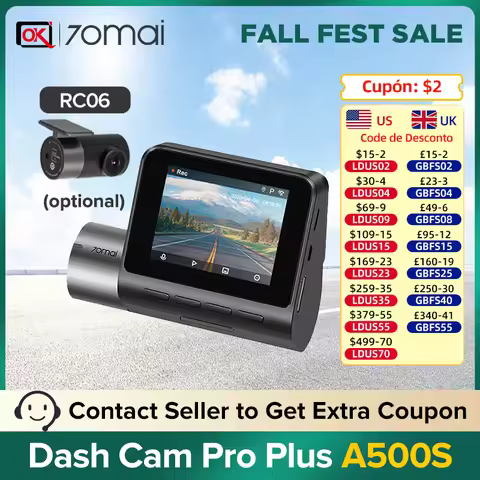 70mai A500S Pro Plus Dash Cam Car DVR English Voice 1944P Night Version Super Clear Optional GPS Mod