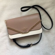 【二手出清】Kate Spade KS Madison 鏈條 WOC 側背包 防刮 兩用 方包 斜背包(奶茶+白)
