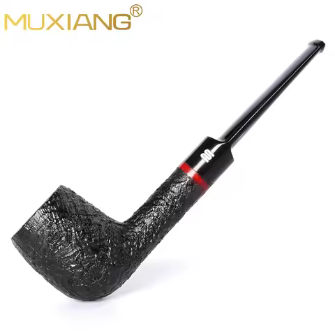 Classic Straight-handled Billiard Tobacco Pipe Handmade Briar Wood Pipe Saddle-shaped Acrylic Pipe M