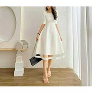 MERAH Drs Women 2025 2026 Red Dress Simple Maxydres Dress Modern Brocade Dress Christmas Dress Lates