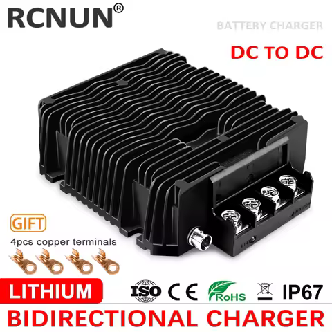RCNUN DC 10-50V 12V 24V 36V to DC 14.6V 18.2V 29.2V 43.8V 900W LiFePO4 Lithium Battery Charger RVs B