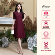Middle-aged dress, high-end design made of Thai sand material, elegant modern design Brand Thieu Hoa