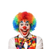 Rambut Palsu Pelangi Badut – Rambut Palsu Kostum Kerinting Berwarna-warni untuk Dewasa, Sesuai untuk