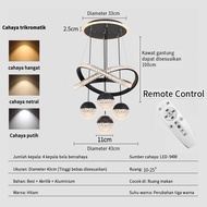 DL lampu gantung kristal minimalis mewah 3 warna LED Remote Control ruang tamu Dekorasi Hotel Nordik