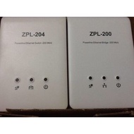二手 兆赫 電通快手(ZPL-200 +ZPL-204)電線變網路線 1080P網路影音傳送器